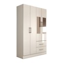 Ver imagem 1 de Guarda-roupa Solteiro Vittorio 4 Portas 2 Gavetas com Espelho Branco - Panorama Móveis