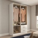 Ver imagem 2 de Guarda-roupa Solteiro Vittorio 4 Portas 2 Gavetas com Espelho Branco - Panorama Móveis