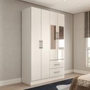 Ver imagem 3 de Guarda-roupa Solteiro Vittorio 4 Portas 2 Gavetas com Espelho Branco - Panorama Móveis