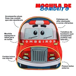 Mochila Infantil com Alças - Bombeiro Volta As Aulas - 6