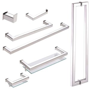 Kit de Acessórios para Banheiro com 7 Peças em Aço Inox Polido Linha Larissa Stainless