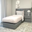Ver imagem 1 de Cabeceira Solteiro e Mesa Lateral 2 Gavetas Mdf sob Medida Cor:cinza Sagrado
