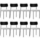 Ver imagem 1 de Kit 08 Cadeiras Estofadas para Sala de Jantar Melina L02 Couríssimo Preto Bouclê Cinza - Lyam Decor