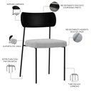 Ver imagem 4 de Kit 08 Cadeiras Estofadas para Sala de Jantar Melina L02 Couríssimo Preto Bouclê Cinza - Lyam Decor