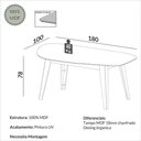Ver imagem 5 de Mesa de Jantar Orgânica 6 Lugares Tampo MDF Off White com Base Freijó 180cm com Cadeiras Bege
