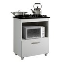 Ver imagem 1 de Balcão para Cooktop 5 Bocas 1 Porta Basculante 1 Nicho para Micro-ondas Salvia Kaiki Móveis