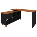Ver imagem 2 de Escrivaninha Mesa em L Escritório com Gavetas e Nichos Gold Freijó/preto