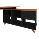 Ver imagem 7 de Escrivaninha Mesa em L Escritório com Gavetas e Nichos Gold Freijó/preto