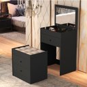 Ver imagem 3 de Bancada de Maquiagem Compacta Espelho e Nichos Organizadores - Preto