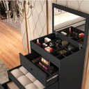 Ver imagem 4 de Bancada de Maquiagem Compacta Espelho e Nichos Organizadores - Preto