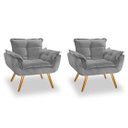 Ver imagem 1 de Kit 02 Poltronas Opala Suede Cinza Pés Palito