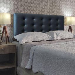 Cabeceira Botões Almofadada para Cama Luxo Clean Corino Rbl:solteiro Painel/preto - 2