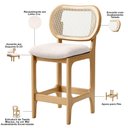 Ver imagem 7 de Kit 5 Banquetas Baixa Bar Cozinha Sala de Jantar Betta L02 Mel Tela Linho Cru - Lyam Decor