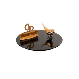 Somente Tampo Redondo Laqueado com Vidro 120cm - Preto - 1