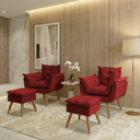 Ver imagem 1 de Kit 2 Poltronas Decorativa e 2 Puffs para Sala Recepção Manicure Consultório Quarto Tecido Suede