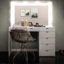 Ver imagem 3 de Penteadeira Camarim Top Model para 8 Lâmpadas 7 Gavetas Branco - Panorama Móveis
