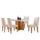 Ver imagem 2 de Sala de Jantar Mesa 90cm Olímpia em Mdf com Vidro Canto Copo 4 Cadeiras Liz Moderna Mobilia