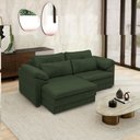 Ver imagem 1 de Sofá Retrátil Manual Sala de Estar Nolan Bipartido 250cm Conforto Premium em Couro Verde Manchado G5