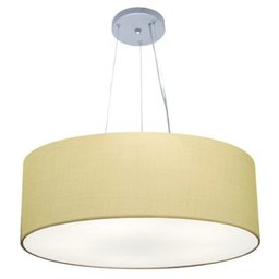 Kit 1 Plafon e 1 Lustre Pendente com Cupula Tecido 50cm Algodao Cru - 4