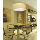 Ver imagem 2 de Kit 1 Plafon e 1 Lustre Pendente com Cupula Tecido 50cm Algodao Cru