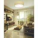 Ver imagem 3 de Kit 1 Plafon e 1 Lustre Pendente com Cupula Tecido 50cm Algodao Cru