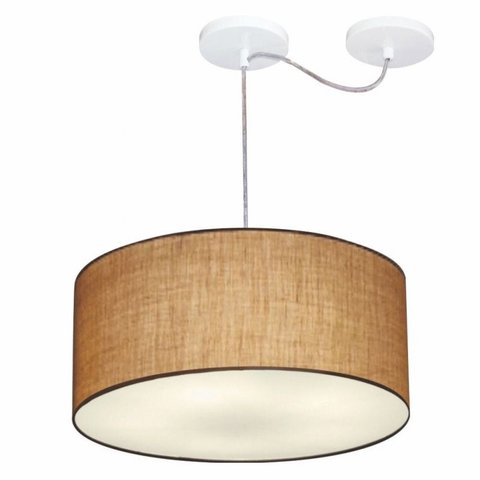 Lustre Cilindrico com Desvio de Centro MD-4151 Cupula Tecido 50X25 Palha