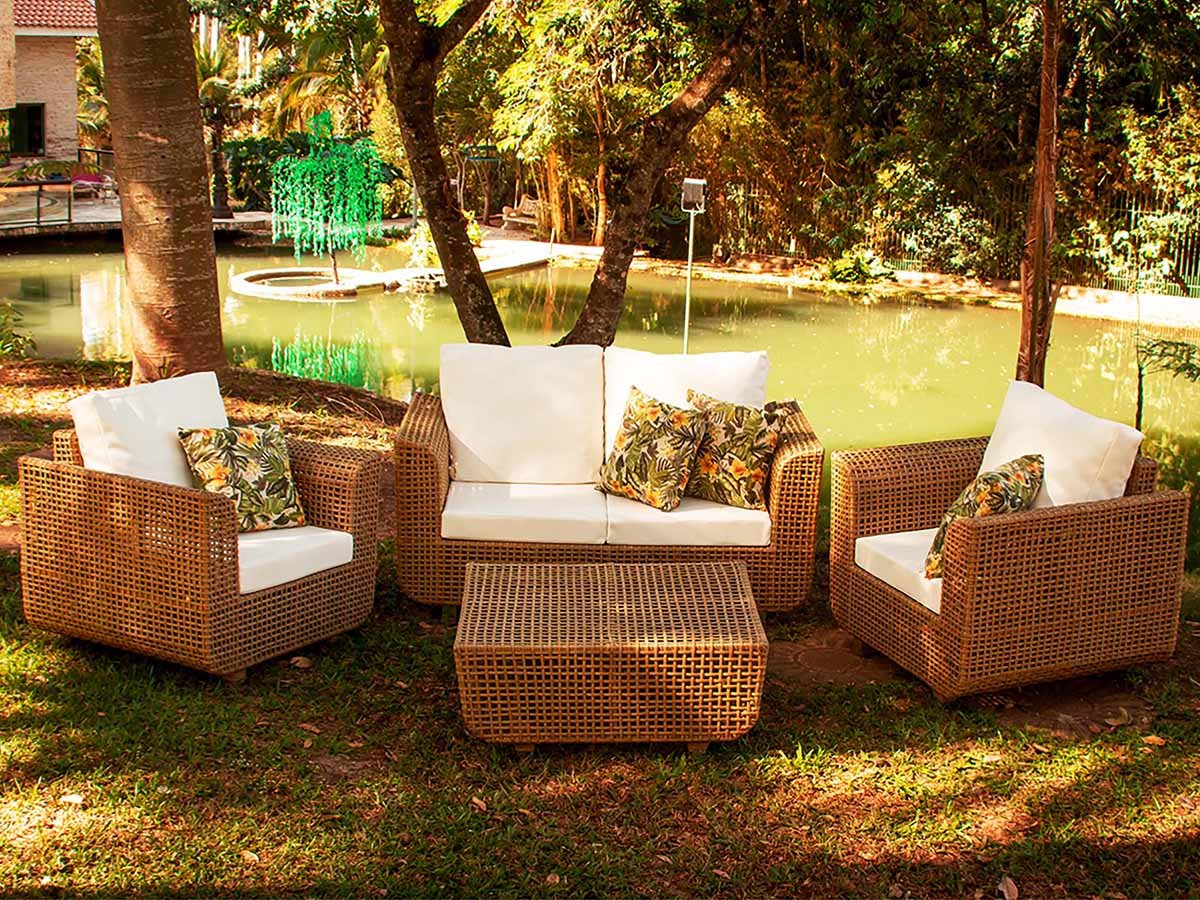 Jogo de Sofá e Poltronas Malibu com Mesa em Alumínio - Jardim, Área, Edícula, Piscina - Capuccino - 2