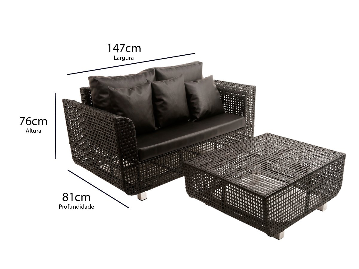 Jogo de Sofá e Poltronas Malibu com Mesa em Alumínio - Jardim, Área, Edícula, Piscina - Capuccino - 4