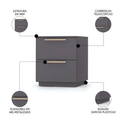 Mesa de Cabeceira 2 Gavetas 50cm Kit 2 Dubai Alasca - Vila Rica - 3