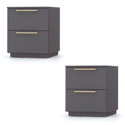Mesa de Cabeceira 2 Gavetas 50cm Kit 2 Dubai Alasca - Vila Rica - 5