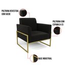 Ver imagem 6 de Poltrona Base Industrial Alta Dourado Marisa Suede Preto D03 - D’Rossi