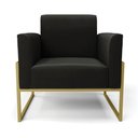Ver imagem 3 de Poltrona Base Industrial Alta Dourado Marisa Suede Preto D03 - D’Rossi