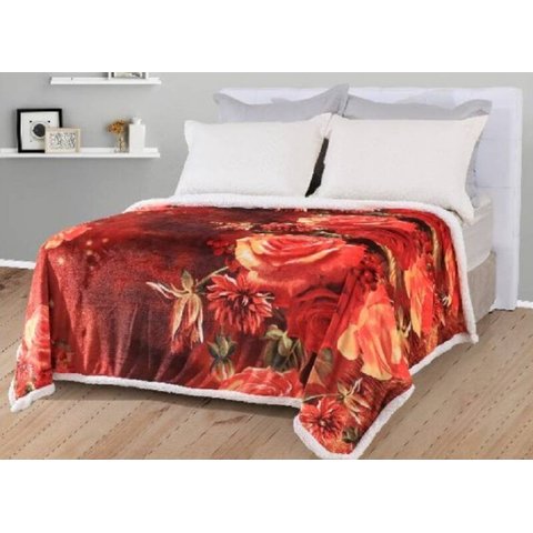 Cobertor Sherpa Dupla Face 2,00m X 2,30m Vermelho 400g/m²