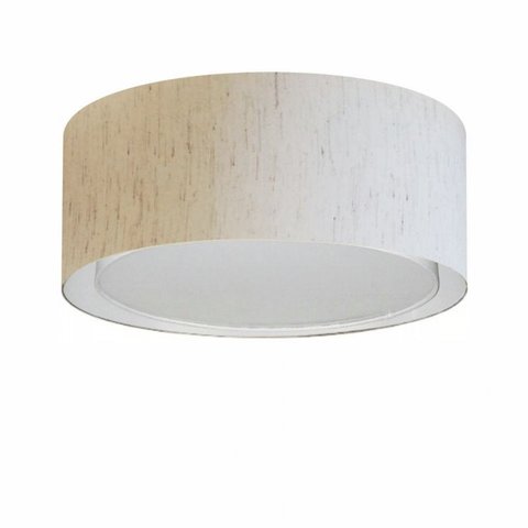 Plafon Duplo Cilindrico Md-3036 Cupula Tecido 50x25cm Linho Bege