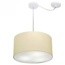 Ver imagem 1 de Lustre Cilindrico com Desvio de Centro MD-4163 Cupula Tecido 40X25 Algodao Cru