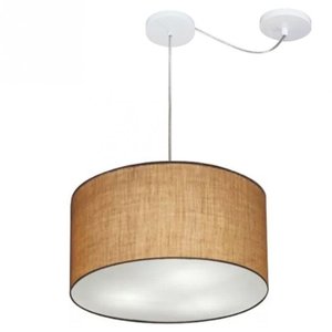 Lustre Cilindrico com Desvio de Centro MD-4163 Cupula Tecido 40X25 Palha