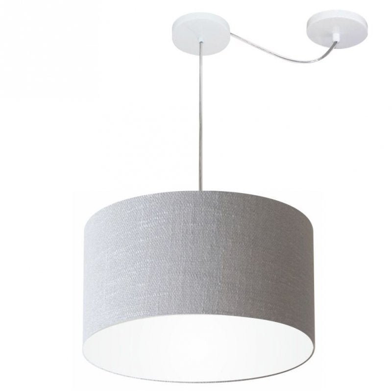 Lustre Cilindrico com Desvio de Centro MD-4163 Cupula Tecido 40X25 Cinza - 1