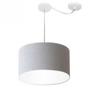 Ver imagem 1 de Lustre Cilindrico com Desvio de Centro MD-4163 Cupula Tecido 40X25 Cinza