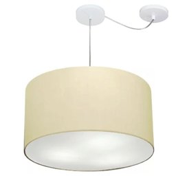 Lustre Cilindrico com Desvio de Centro MD-4167 Cupula Tecido 60X30 Algodao Cru - 1