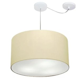 Lustre Cilindrico com Desvio de Centro MD-4167 Cupula Tecido 60X30 Algodao Cru
