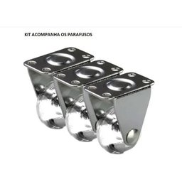 Rodízio Fixo Sofá Retratil Anti Risco Roda 35mm 4 Peças+Paraf - 1