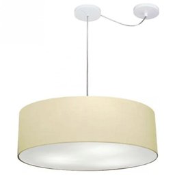 Lustre Cilindrico com Desvio de Centro MD-4259 Cupula Tecido 50X15 Algodao Cru - 1