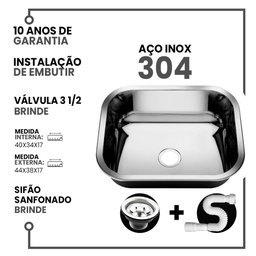 Cuba Aço Inox 304 N 0 40x34x17 - 2