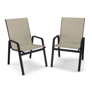 Kit 2 Cadeira Riviera Piscina Praia Alumínio Preto Tela Bege