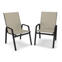 Ver imagem 1 de Kit 2 Cadeira Riviera Piscina Praia Alumínio Preto Tela Bege