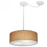 Lustre Cilindrico com Desvio de Centro MD-4255 Cupula Tecido 40X15 Palha - 1