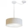 Lustre Cilindrico com Desvio de Centro MD-4255 Cupula Tecido 40X15 Linho Bege - 1