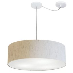 Lustre Cilindrico com Desvio de Centro Md-4259 Cupula Tecido 50x15cm Linho Bege - Bivolt - 3