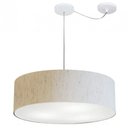 Ver imagem 1 de Lustre Cilindrico com Desvio de Centro Md-4259 Cupula Tecido 50x15cm Linho Bege - Bivolt