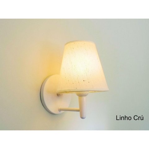 Arandela Cone Md-2004 Base Branca Cupula em Tecido 14/14x07cm Linho Bege